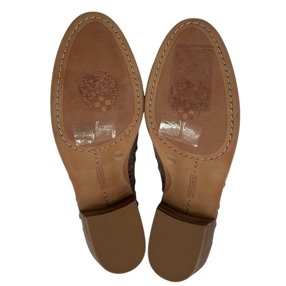 Vince Camuto Brown Perforated V-Cut Block Heel Ankle Boots Size 9 1/2 Women’s - Picture 10 of 11